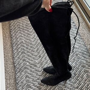 Stuart Weitzman Black Suede Over-the-Knee Boots